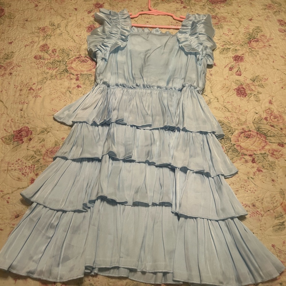 Light Blue Ruffled Kids Dress